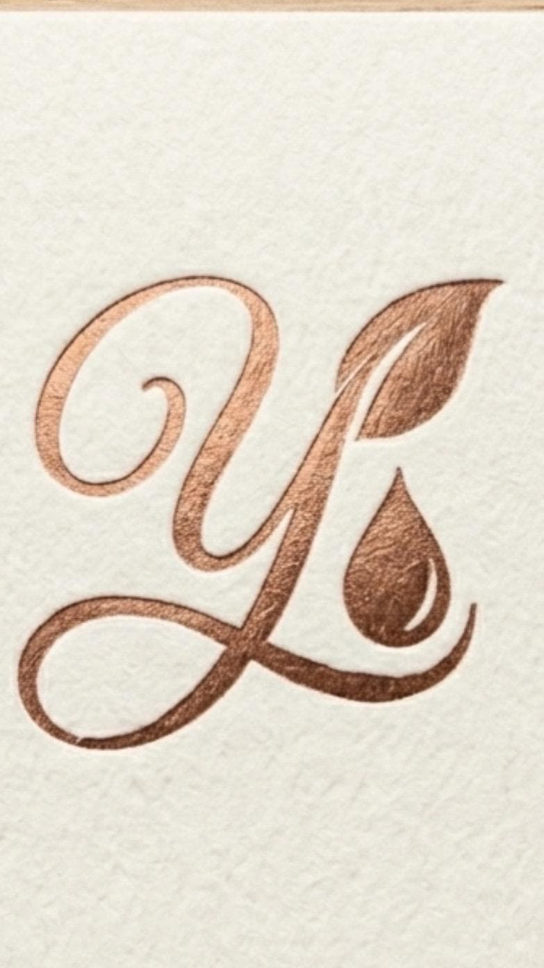 Le monogramme YUNA gaufré cuivre sur papier texturé